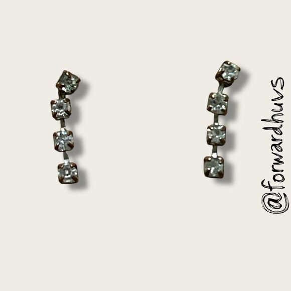 Bundle Sale 3 for $15 | Clear Crystal Drop Earrings – 4-Stone Design - Picture 1 of 9